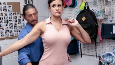 Busty MILF shoplifter exploits her mouth and vagina to avoid punishment