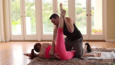 amber ivy gets her leggings ripped and ass fucked raw by yoga instructor