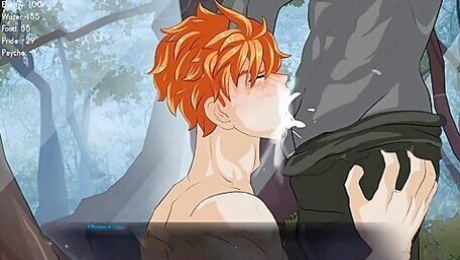 Hunky Redhead Anime Stud Deepthroating Monster Cock For New Master