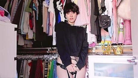 Goth Femboy Gets Caught Trying On Panties! - Indigo White (pov)