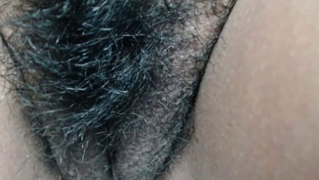 hairy Mexican shows pussy up close