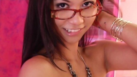 Seductive chick Rosemary Radeva with glasses takes a large dick