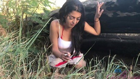 Sophia Leone pisses outdoors and gets fucked hard in the car