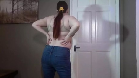 MILF Haley stripping jeans and underwear