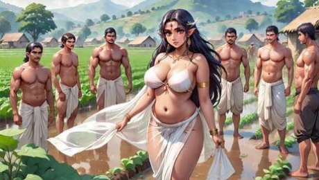 AI Generated Images of Horny Anime Indian women & Elves having fun & common bath