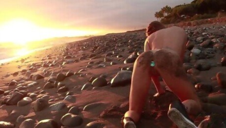 Public Beach Tease With Buttplug