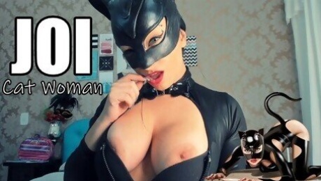 Jerk Off Challenge Cosplay Cat Woman BIG BOOBS - Desafio da Punheta