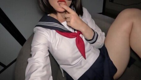 A neighbor with a luxurious body decided to try on a school uniform - Bella Hentaigirl