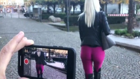 Street date in cameltoe leggings | Fucked and facialized by a stranger