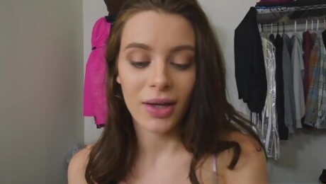 Lana Rhoades making her man follow her by sucking great