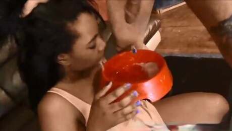 (new) Petite Ashanti Miller pukes a gallon at ghetto gaggers - ashanti miller