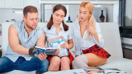 Three friends fuck hard on books